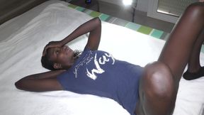 Thin Black Chick Creampied on the Bed