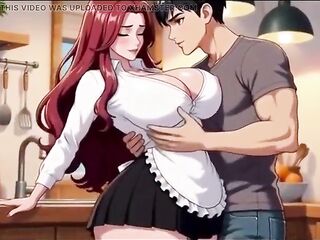 Big boobs stepmom tempted by stepson in kitchen