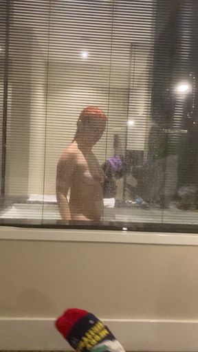 Invisible Cam in the Hotel Bathroom, Watch on the Pregnant Redhead Woman in the Hotel Bathroom with Window