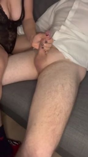 I jerk him off after a party