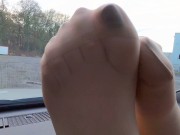 nylonfeets playing on dashboard