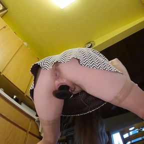 Longpussy in the Kitchen. White Sheer Lingerie, Pussy Plug and a Walk on the River.