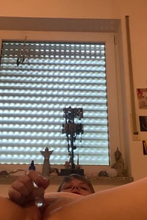 Stepdaddy tells me to do it with the glass dildo