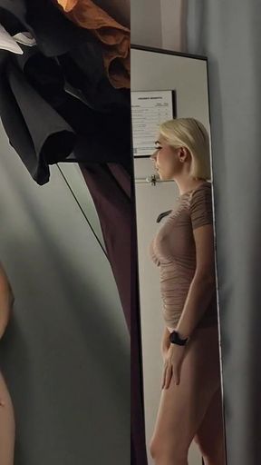 Key moment from &quot;I try on transparent clothes in the fitting room. Amateur video in dressing room&quot;