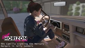 90s Camilla Cranking the Mercury Marquis in Jelly Sandals 1080p