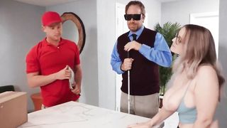 Chubby wifey plowed by delivery bro