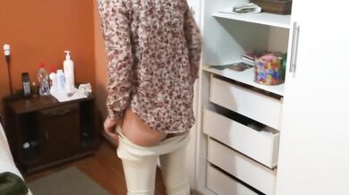 Our maid flashes her thick bush and begs for a hard fuck