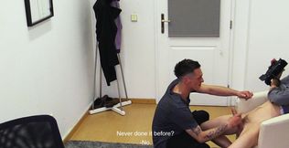 Twink with long legs taking a really big pecker deep