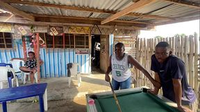 New year happiness with my boyfriend'_s in a snooker board