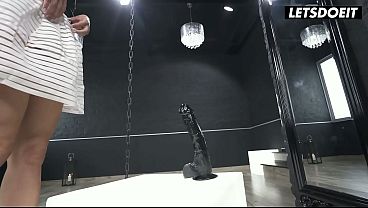 Tattooed blonde plays with BBC while stroking his massive black cock