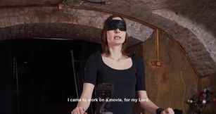 Blindfolded sub slave interviewed