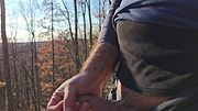 Roadside masturbation. Big cock masturbated until ejaculation. Uncircumcised cock