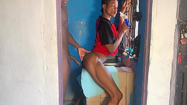 African babe fucks outdoor in bondage threesome fucking