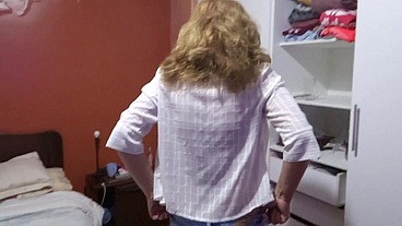 Cum in my ass, I want your milk, beautiful stepmother moans after masturbating