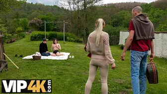 Maya fucks a stranger in the forest while her boyfriend watches