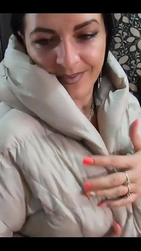 A Lot of Cum on My Red Shiny and Puffy Down Jacket 193