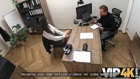 VIP4K  Sexy 18-year-Old Brunette gets banged Hard in the Office to secure a Loan