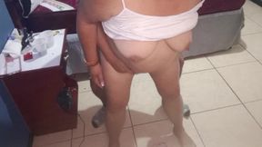My girlfriend&#039;s 70-year-old grandmother fucked standing doggy style