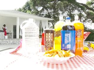 Breasty ebonies get screwed at a barbeque