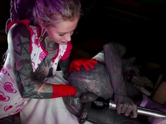 Naughty femdom chicks toy with tiny dick