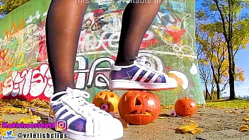 Feet Girl with Nylons Crushing Nylon Adidas Superstar clear transparent Girl Crush foot Feet sweaty