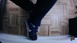 Getting caught on camera with white socks: filmed under the desk