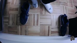 Getting caught on camera with white socks: filmed under the desk