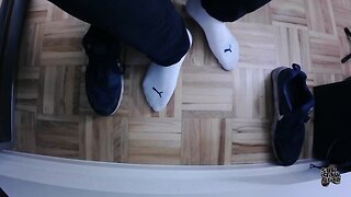 Getting caught on camera with white socks: filmed under the desk