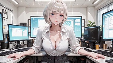 AI Generated – Premium Secretary Takes Off Work Attire: Oiled Big Ass Deepthroat to Squirting Orgasm