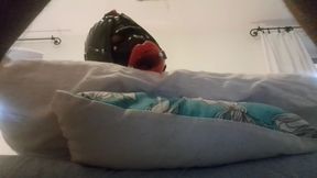 Laura hogtied and hooded with a lip open mouth gag has her throat fucked for 15 minutes