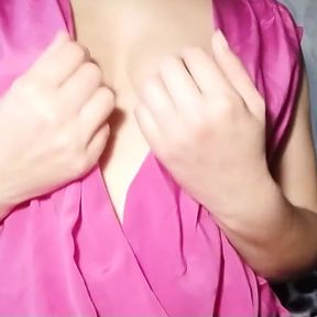 Amateur Babe Masturbates Her Hard Nipples and Plays with Her Natural Big Tits - Solo Masturbation