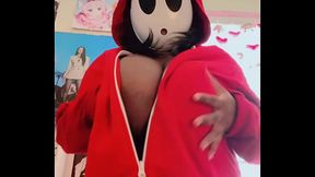 If ShyGuy Had Big Massive Boobs - Small beauty with colossal saggy tits self-sucks