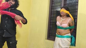 BDSM Punishment Nude Stepbrother Hand Legs Tied Mouth Eyes Gag Ice Cream Navel Lick, Juice Navel Lick Tied in Window and Bed