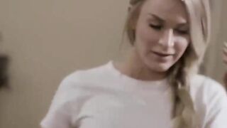 Nervous Step-Daughter Gives In Her Stepmom and boyfriend