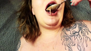 Fat Girl Glamour Shots with BBW Feedee Golly Bells Messy Ice Cream and Belly Play