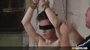 Blindfolded sub Nathan Reyes whipped by his master Sebastian