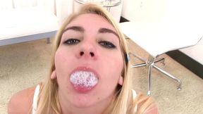 cara sky cute blonde big dick pov blowjob and cum load swallow