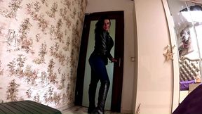 crotchless jeans pov surprise. riding, double creampie and cum eating preview