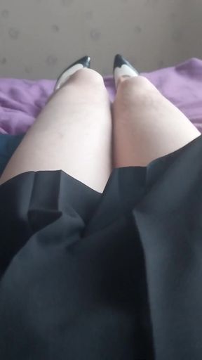 Sissygasm in Pleated Skirt &amp; Tights