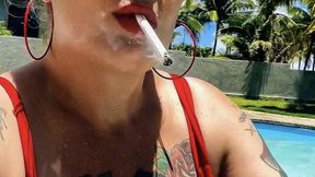 Stepmom on vacation, smoking by the pool — Dunhill White