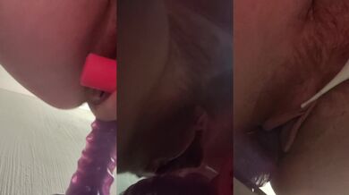 My redhead solo squirt rides the big dildo to endless orgasms