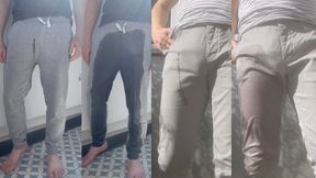 Roommate Dared to Wet his Grey Pants After Desperation (twice)