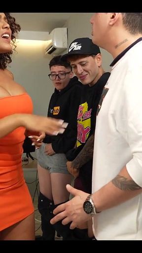 Nerd Guys Fuck Their Latina Boss with a Giant Ass and Fill Her Pussy and Face with Cum