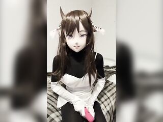 Ebony Zentai Kigurumi Sextoy and Masturbation