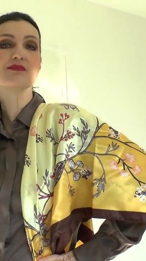 Lady Victoria Valente Shows Elegant, Colorful Silk Scarves
