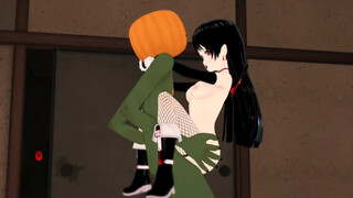 Vampire Girl with Halloween Pumpkin