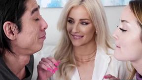 Blonde teen Hyley Winters and Maria Kazi celebrate Mother's Day with big cock