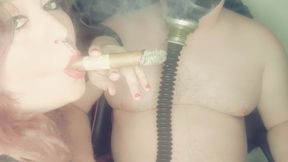 Smoking my submissive Gas Mask and cock ball electro play