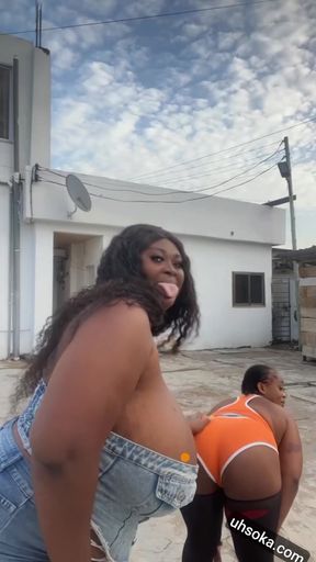 Ghana lesbians enjoy ebony big tit booby amateur fun