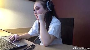 Lenna Lux's Intense Masturbation Session in Headphones
